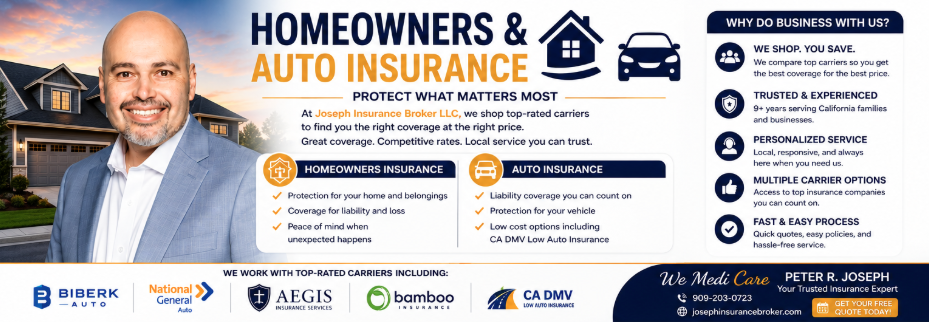 Homeowners & Auto Insurance — Protect What Matters Most. Joseph Insurance Broker LLC. Peter R. Joseph.